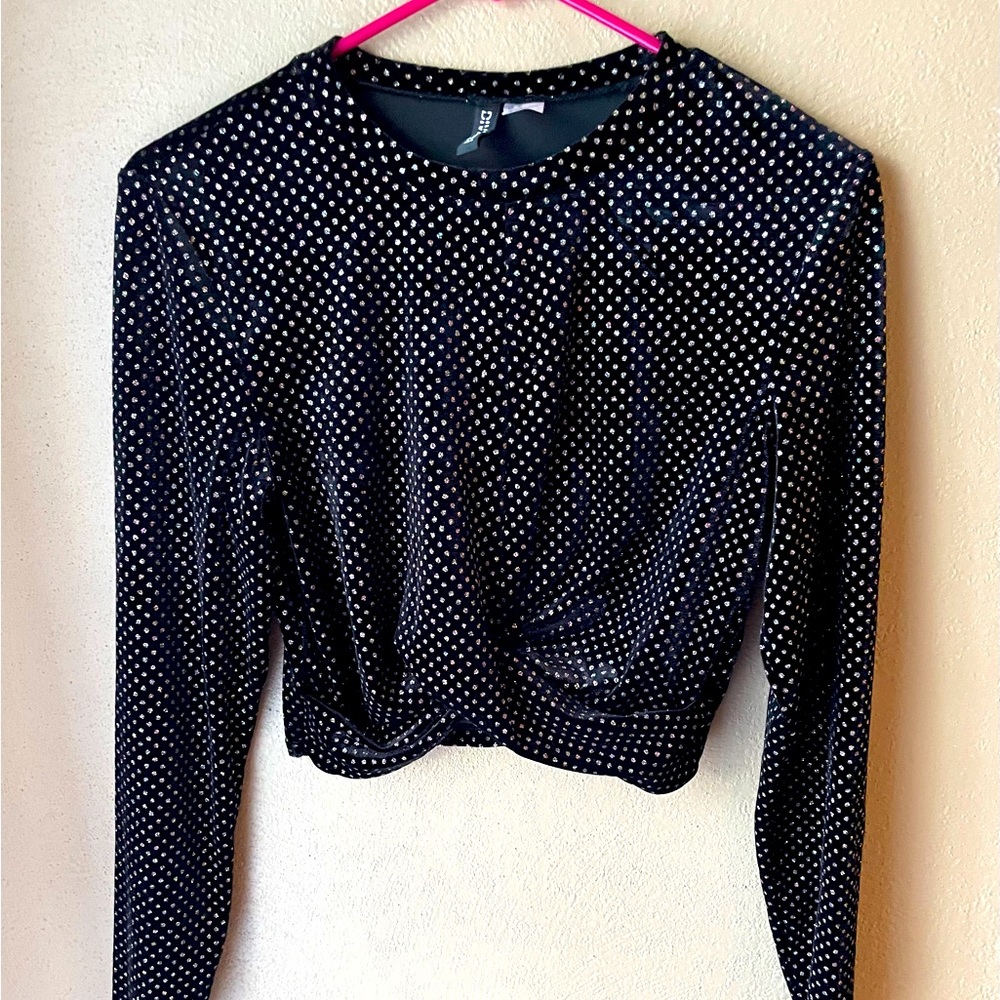 H&M Girls "Divided" Glitter Sparkle Crop Top Wrapped Bottom Sz Medium